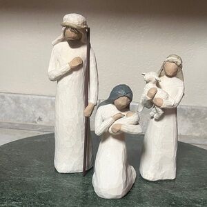 Willow Tree Nativity Figures in Cream, White, Brown, Blue